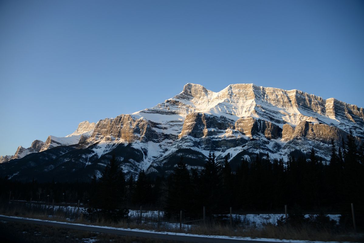 3A Mount Rundle Main Summit, Mount Rundle 1 Ridge From Trans Canada Highway Between Canmore and Banff In Winter Early Morning